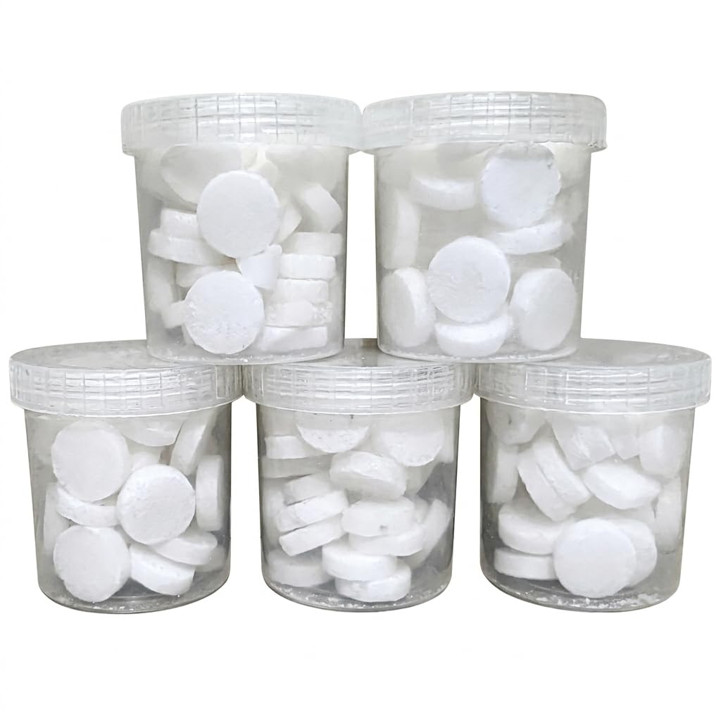 100g Amma Batti Camphor Tablets (5x20g Jars) for Pooja, Aarti & Havan | Smokeless, Clean Burning | Big Size, Long-Lasting | Natural Air Freshener | Vastu & Home Use | with Amma Wishing Card 2