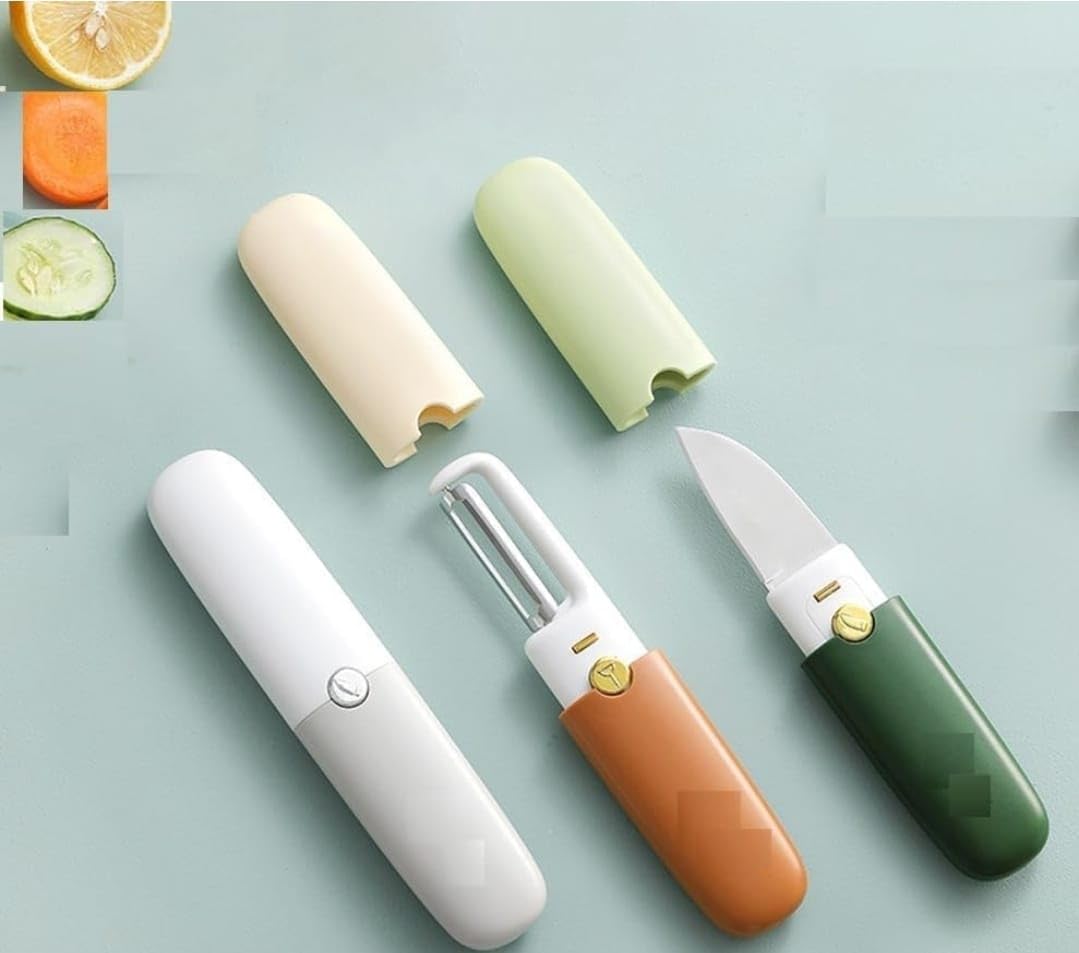 IDELLA Kitchen Knife Peeler Portable Knife for Fruit 2 in 1 Knife and Peeler for Kitchen Travel Knife with case Stainless Steel Bled (Pack of 1) (Multicolor) (B0CPVL63WB) Amazon Price History, Amazon Price Tracker
