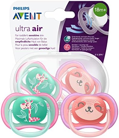 Smoczek Philips Avent Ultra Air - Delikatna skóra dziecka pozostaje miękka i sucha - Bardzo sztywny smoczek - 18 m+ -Dla rozwijających się zębów i dziąseł - 2 szt. w opakowaniu - SCF349/12