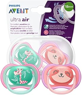 Smoczek Philips Avent Ultra Air - Delikatna skóra dziecka pozostaje miękka i sucha - Bardzo sztywny smoczek - 18 m+ -Dla rozwijających się zębów i dziąseł - 2 szt. w opakowaniu - SCF349/12
