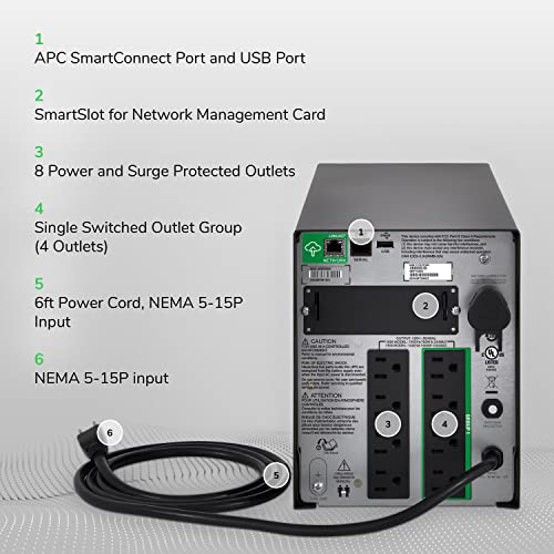 Apc SMT1500C Sinewave Ups Battery Backup, Avr, 120V, Line Interactive Uninterruptible Power Supply thumb #3