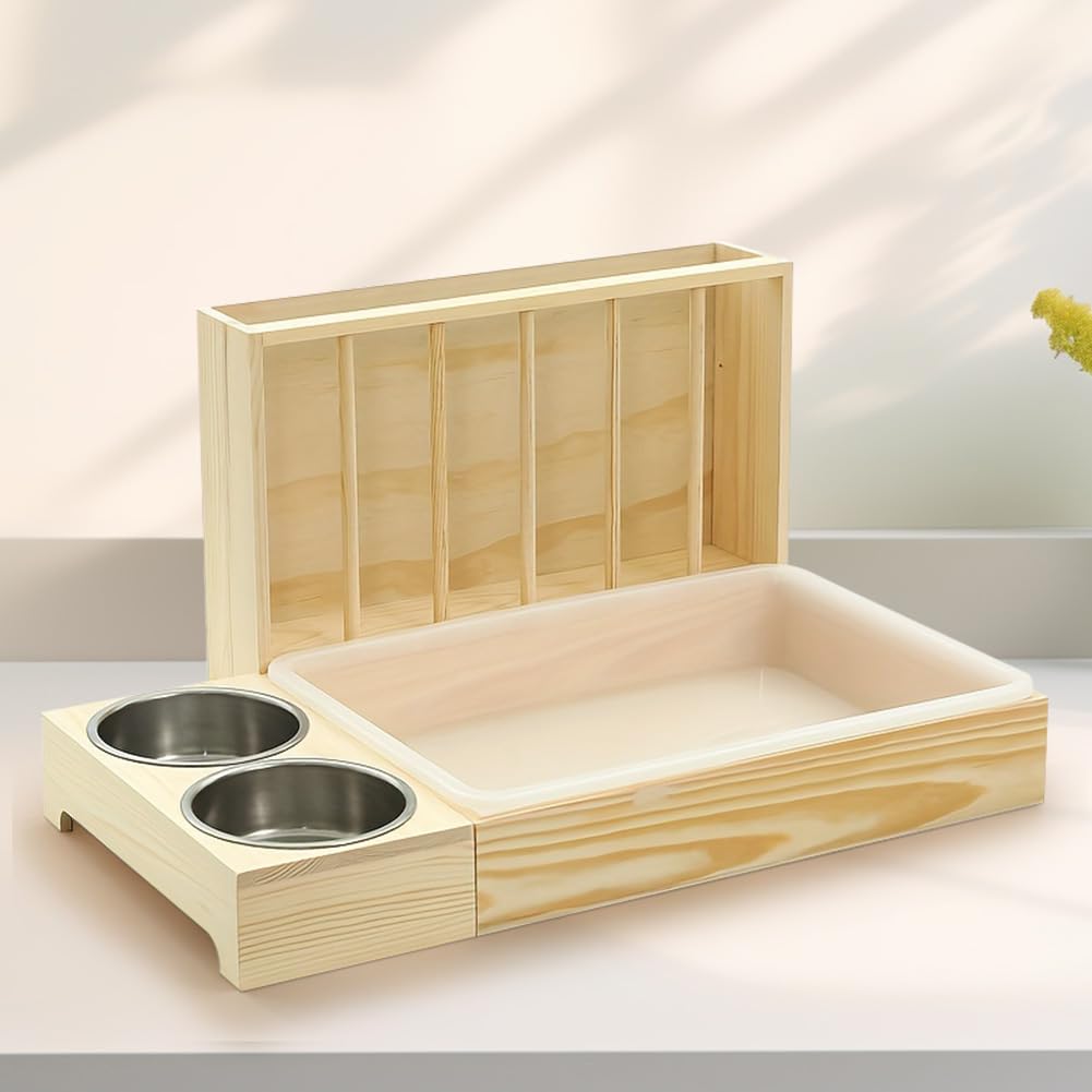 Bevande per unghie in legno Ruggine di fieno per conigli porcellini d'India Grande Capacità Mangiatoia Multifunzionale in Legno