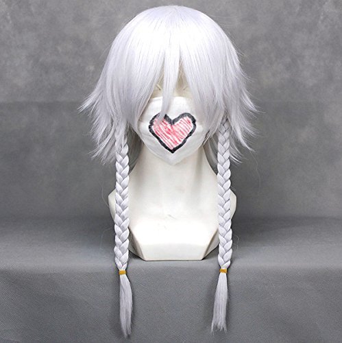 CaseEden コスプレ ウィッグ コスプレ用ウィッグ 東方Project 東方プロジェクト メイド長 十六夜咲夜 東方紅魔郷 東方妖々夢 紅魔館 ミディアム 三つ編み ホワイトシルバー 銀白 銀髪 ホワイトメルチェ ウィッグネット2個セット