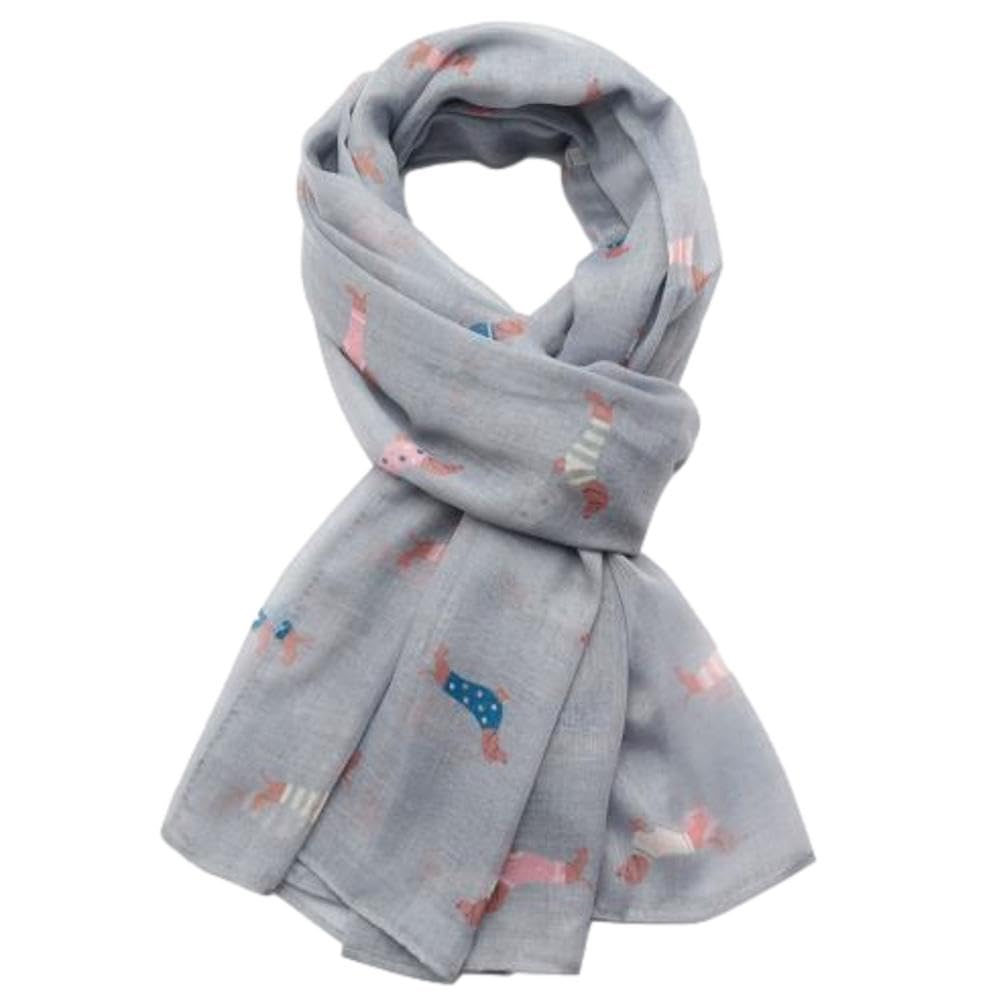 Purple Possum Women's Grey Purple Possum® Dog Scarf Dachshund Dogs Print Cute Sausage Dog Wrap Lightweight Shawl Cute Dachshunds Dogs