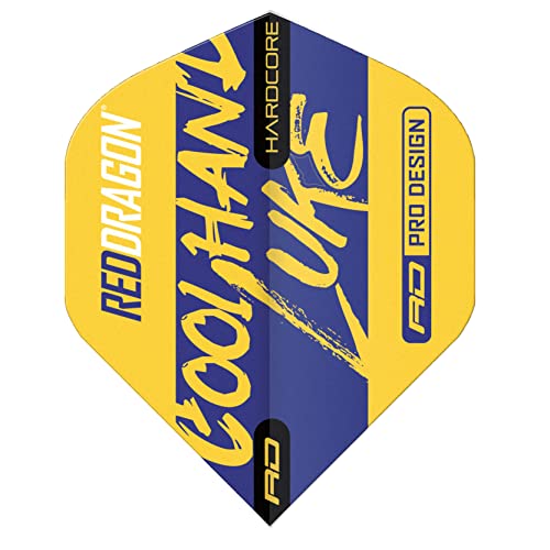 RED DRAGON Hardcore Luke Humphries Signature Yellow Standard Dart Flights - 3 Sets Per Pack (9 Dart Flights in total)