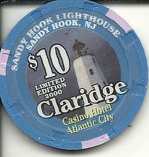 $10 claridge sandy hook lighthouse obsolete casino chip atlantic city new jersey