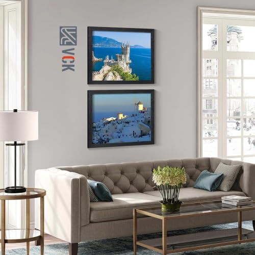 Image of VCK 16x20 Picture Frame 2 Pack, Black Wood Poster Frame, Wall Display