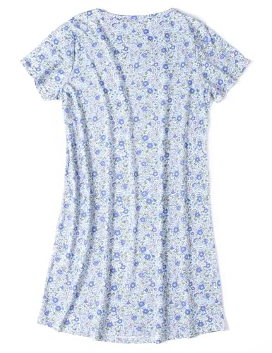 Image of ENJOYNIGHT Womens Cotton Nightgown Short Sleeve Sleepshirt Print Nightshirt | Short-Sleeve Crew Neck, Soft Cotton Fabric, Cartoon Printed Sleep Shirt, Loose Fit