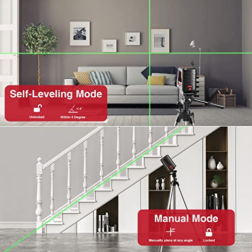 Amzgod Self Leveling Laser Level - 100Ft/30M Green Cross Line Laser Level Line Tool With Dual Modules, 3 Brightness Adjustments, Manual And Pulse Mode, Ip54 Waterproof, 360° Rotatable Magnetic Bracket #TOP4