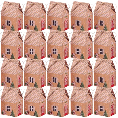 20 Piezas Cajitas Regalo Pequeñas de Papel Kraft, Caja de Regalo Navidad, Cajita Regalo Navidad Cajas Regalo Navidad Caja Regalo para Envolver Regalos Dulces Chocolate Galletas Postre Comida (A)