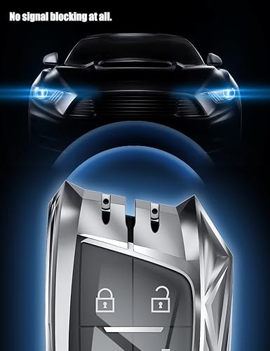 Miniatura 10 de Funda para llavero de automóvil inteligente de aleación de zinc, protector de llavero compatible con Chevrolet Corvette C8 Cadillac Escalade CT4 CT5