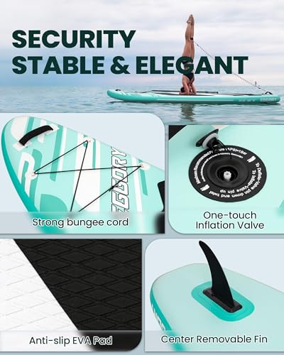 Image of Inflatable Paddle Board, Stand Up Paddle Board | Stable Design with Non-Slip Comfort Deck, Portable Travel Paddle Board