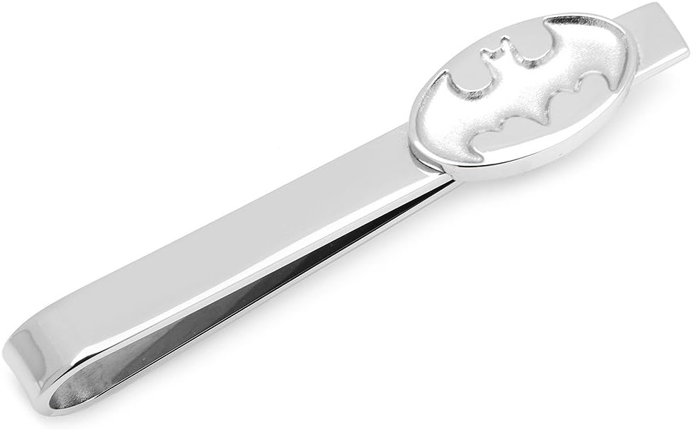 DC Comics Stainless Steel Batman Recessed Shield Tie Bar, Officially Licensed