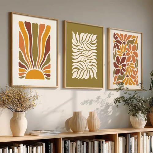 Image of kotart Boho Painting Wall Art Home Decoration Paintings With Frame For Living Room Bed Room Hotel Wall Decor Digital Reprint Set of 3 (10X13 inch)