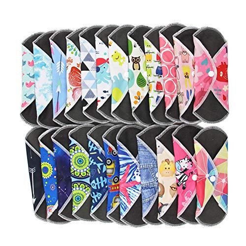 Emvanv Reusable Menstrual Pads, Bamboo Cotton Panty Liner Washable Reusable Menstrual Cloth Towel Pads, Overnight Cloth Panty Liners Period Pads #TOP6