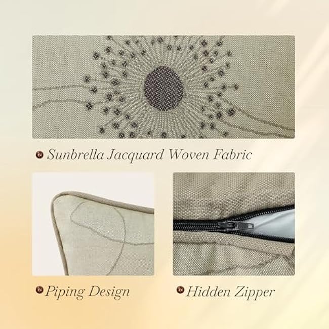 Outdoor Sunbrella Decorative Pillows Pack of 4, 18 x 18 Outdoor Pillow Set for Couch Bed Throw Patio Sofa, Allure Dusk