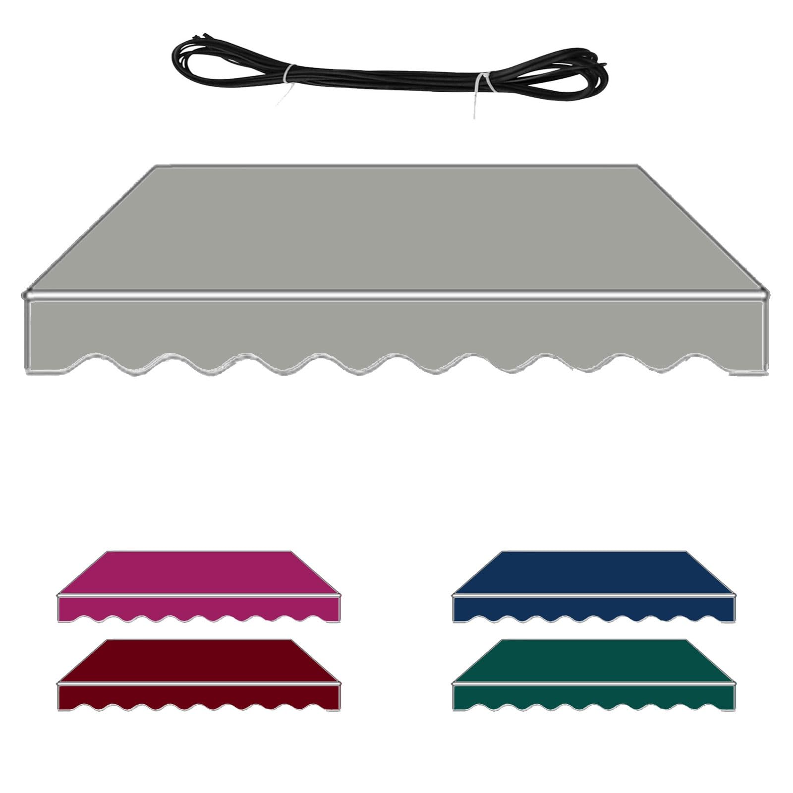 Tela de repuesto para toldo retráctil impermeable lona gris 13x14 pies para patio
