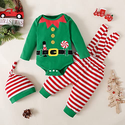 Baby Boy Christmas Outfit Baby Xmas Bodysuit Boy Elf Suspenders Outfit Set2