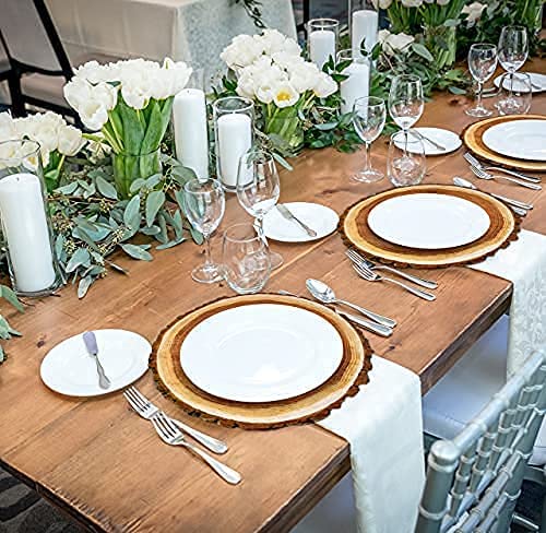 Gift Boutique Disposable Wooden Slice Paper Place Mats 50 Pack 13.5 Inch Round Rustic Brown Wood Slices Charger Place Mat For Farmhouse Tan Table Setting Summer Spring Fall Wedding Dinner Party Decor thumb #2