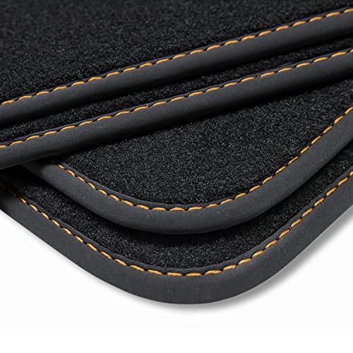 teileplus24 BV592 Alfombrillas Velours para Cupra Formentor 2020- Protección Alfombra Ductor, Costura:Naranja