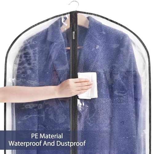 Clear 40 Garment Bags for Hanging Clothes, 6 Pack for Closet Storage