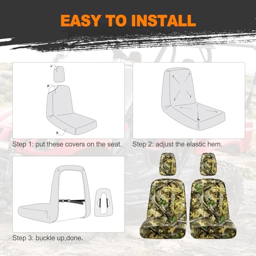 Image of BORDAN UTV Seat Cover Camo, Waterproof Seat Cover Set for 2004-2021 Yamaha Rhino 700 660 450, Heavy Duty 1680D Full Protection Outdoor Camo Cover Set(2 PCS)