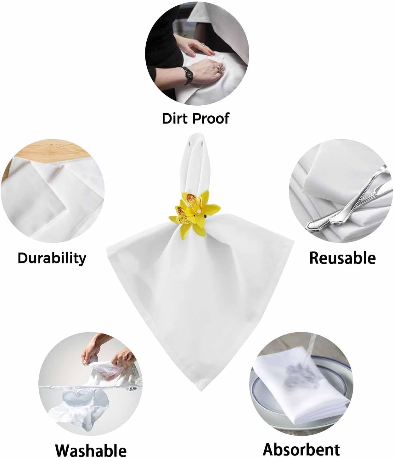 Cloth Napkins Set of 8 - Washable Linen Napkins Lunch Dinner Napkin - Hand-Drawn Spring Pink Cherry Blossoms Napkins Absorbent Reusable Western Napkins for Wedding Party 20"x20"