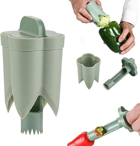 Removedor de descorazonador de semillas de pimienta, 2025 nuevo 2 en 1 cortador de pimiento y desempanador, corte rápido y cortador de pimienta de
