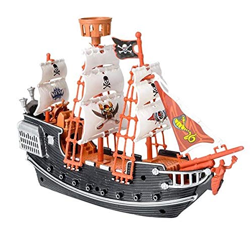 Neliblu Pirate Raiders Ship for Kids - Black and Red Pirate Toy Ship