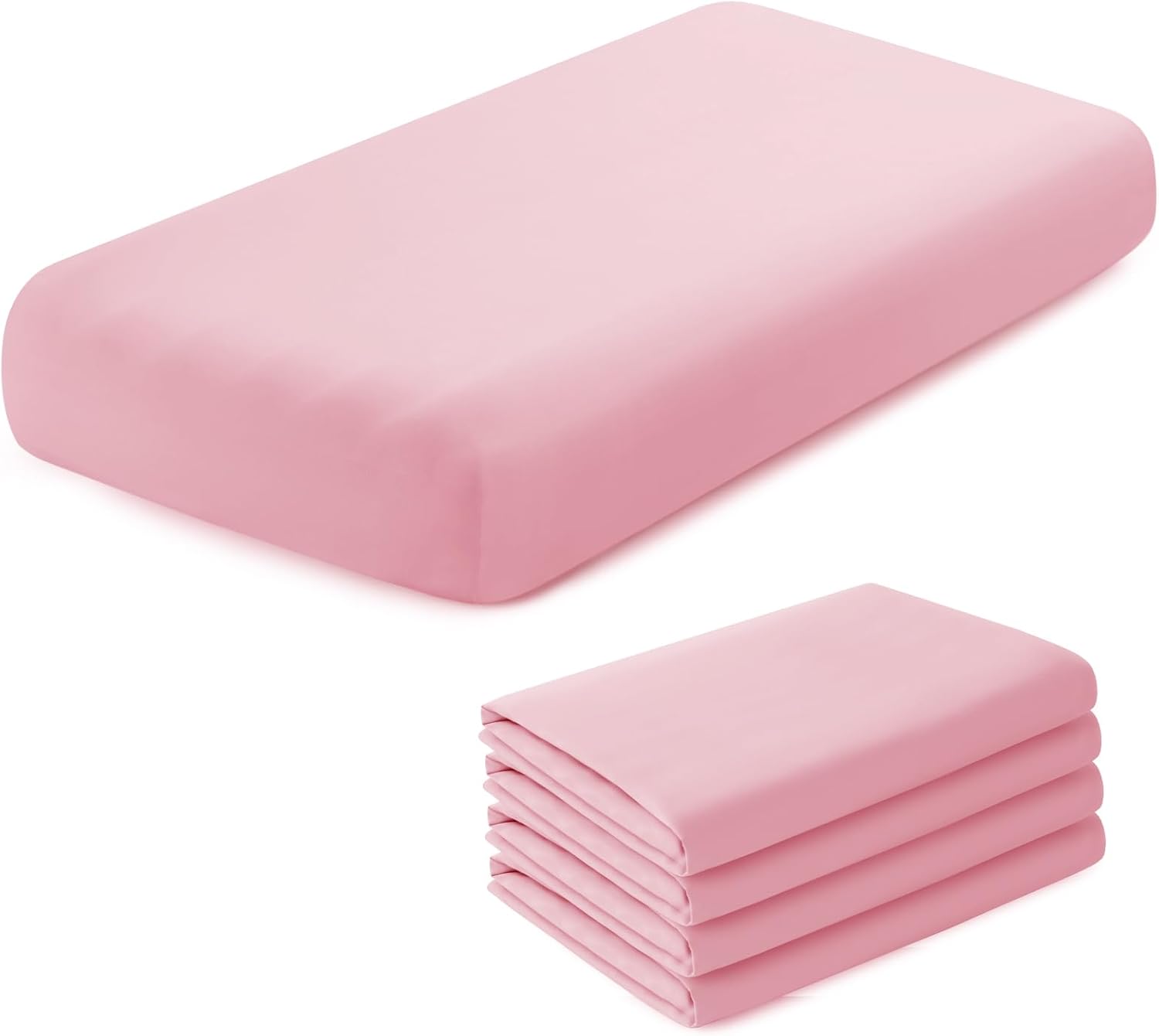 4 Pack Kids Air Mattress Fitted Sheet Only Compatible with Intex Cozy Kidz, Light Pink Toddler Inflatable Mattress Sheets for Travel Camping Airbed & Sleepover Party