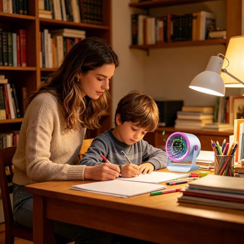 Ventilateur de table silencieux à 3 vitesses avec inclinaison réglable pour bureau et chevet
