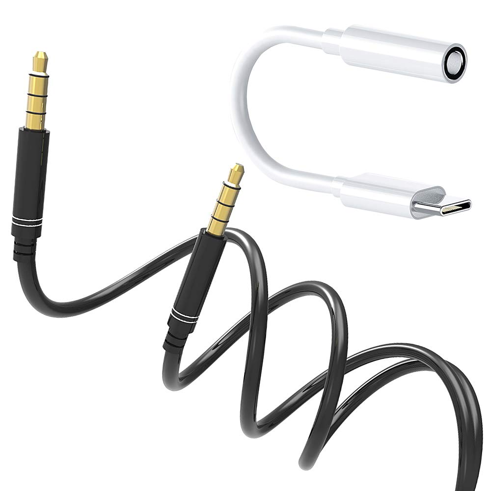 High Speed High Data Transmission Speed High Rate Type C to 3.5mm Audio Jack Adapter with Chip+3.5mm Male to Male Car Headphone Audio Aux Cable Compatible with Samsung Galaxy S21 SM-G991U1