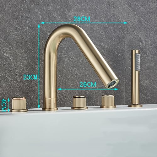 Système de douche en or brossé avec mitigeur de bain-douche à bec pivotant 360