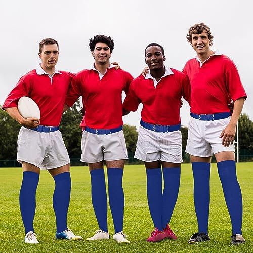 Hicarer 3 Pairs Football Socks over the Knee Set Extra Long Baseball Socks Softball Socks with Belt for Youth Men Women(Large,Blue) - Image 6