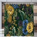 NAWVNMI 180 x 200 cm Elegante Floreale 1 Tenda da doccia Botanico Stampa Tenda da bagno Anti-Muffa per Bagno Decoro Tessuto Poliestere Impermeabile con ganci per Casa, Hotel
