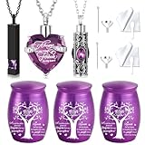 6 Pieces Tree of Life Cremation Urn Set for Ashes Sharing Urns for Human Waterproof Cremation Jewelry Urn Necklaces for Ashes for Women Men (6Pcs-Purple)