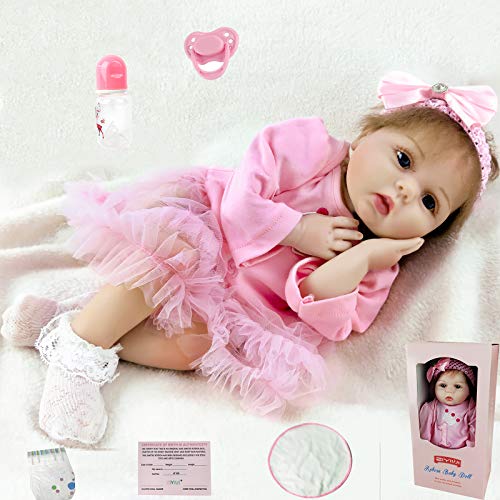 ZIYIUI Reborn Baby Dolls 22inch/55cm Rebon Toddler Girl Soft Silicone Realistic Newborn Reborn Babies Anatomically Correct Doll Magnet Pacifier Xmas Gifts