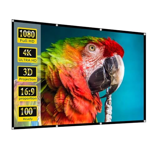 Image of Projector Screen, 100 inch Movie Projector Screen16:9 Foldable Portable Projector Screens for Home Theater, Outdoor, Indoor Party, Office, Weding