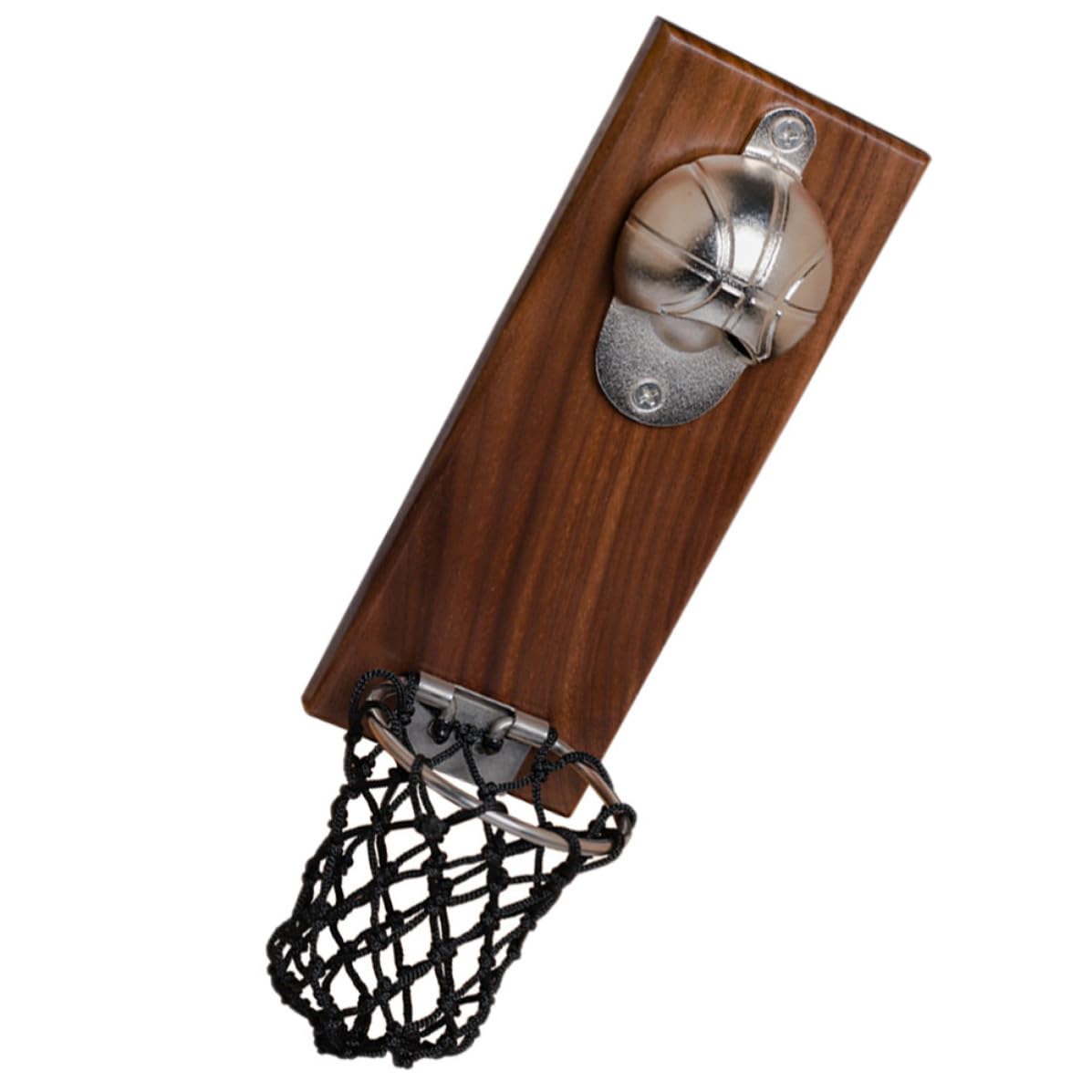 Angoily Abrebotellas Magnético para Refrigerador Diseño de Baloncesto, Abridor de Botellas Imán, Acero Inoxidable y Madera, Café, para Botellas de Cerveza y Zumo, Camping y Viaje