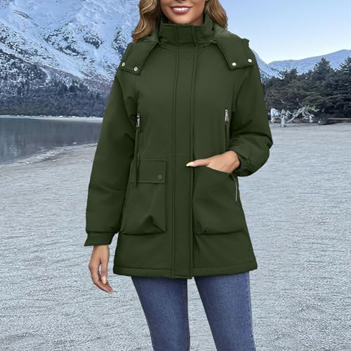 Chaqueta impermeable mujer con capucha extraíble parka cortavientos 7