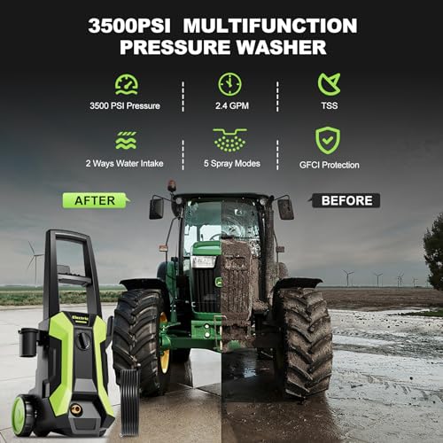 Cnkaite Electric Pressure Washer, 3500Psi Max 2.4Gpm Power Washer With 4 Nozzle And Foam Cannon, High Pressure Washer With 23 Ft Water Outlet & 9.8Ft Inlet Hose For Floor/Cars/Fences thumb #1