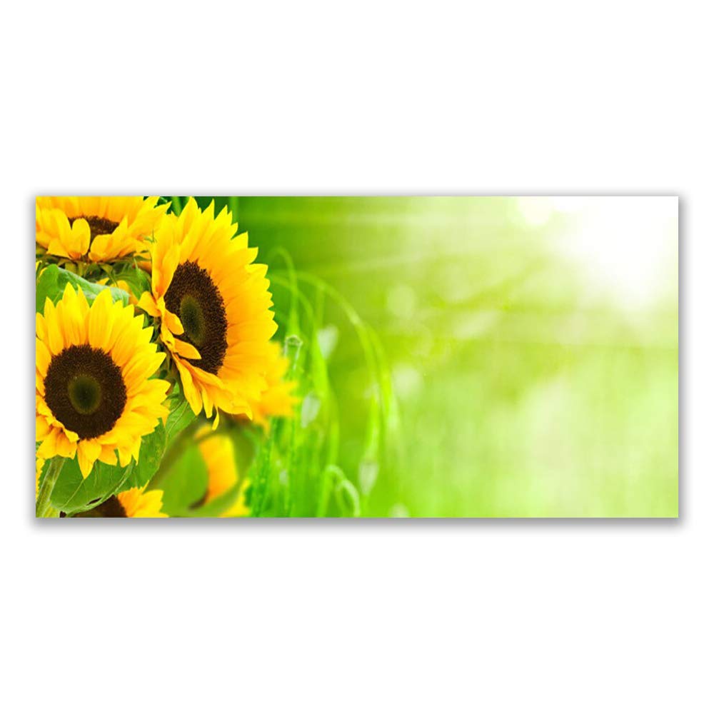 Tableau mural tournesols floral en verre acrylique 120x60cm pour illuminer le salon
