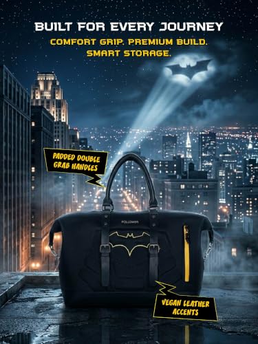 Image of Fur Jaden Batman 40L Canvas Weekender Travel Duffle Cabin Bag with Detachable Shoulder Strap