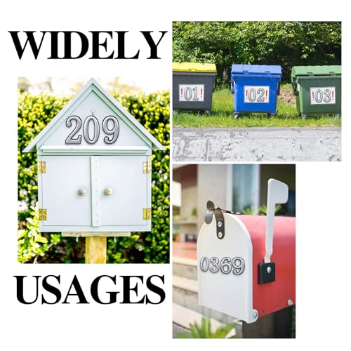 Image of opasyo 20 Pieces Mailbox Numbers for Outside 3.8 inch 0-9 Self-Adhesive Mail Box Numbers,3D Gold House Numbers for Mailbox, Apartment, House, Trash Bins,Office Hotel Room (Silver, 3.8inch)