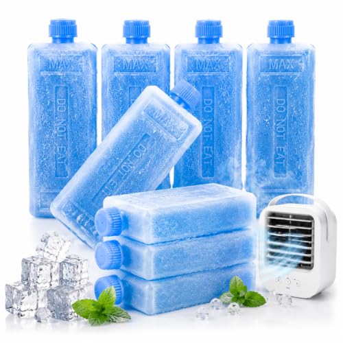 Homoyoyo Ice Packs for Portable Air Conditioner Fans, 8Pcs Mini Reusable Freezer Packs for Swamp Cooler, Slim Ice Crystal Boxes for Lunch Box Cooler Bag Camping Fan Cooling Accessories for Efficient - image 1
