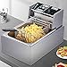 LBSI Freidora de Aceite Eléctrica Comercial de 6L de Acero Inoxidable 2500W Máquina para Freír Patatas Fritas, Alas de Pollo y Aperitivos de Calentamiento Rápido