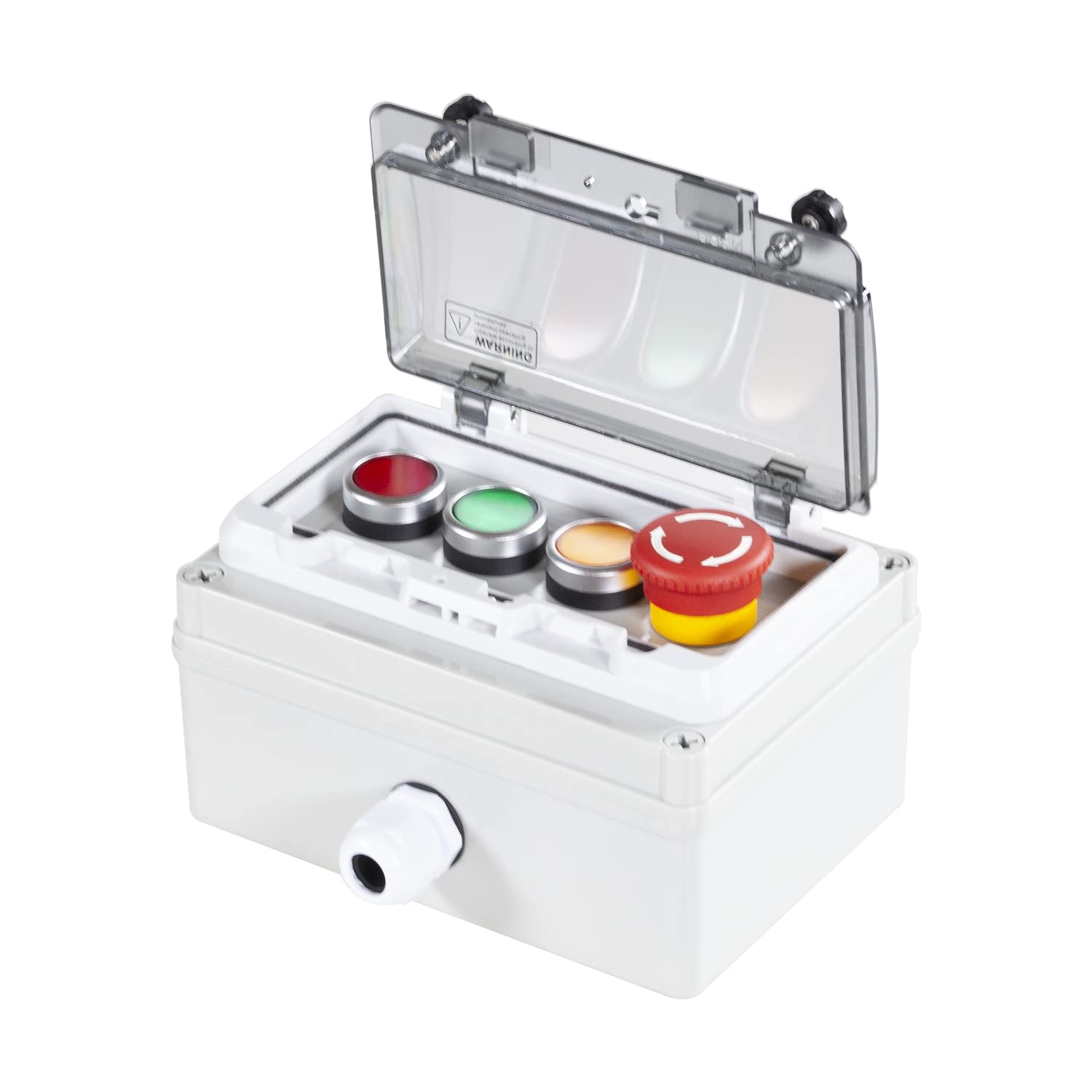Push Button Box Ip67 with Emergency Stop Button Red Green Yellow Momentary Push Button Button with Protective Cover Anti-Misoperation Switch(Ac/Dc 6a-