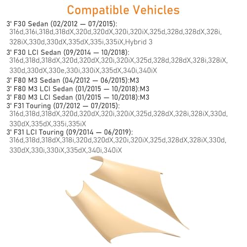 TTCR-II 2 sztuki pasuje do klamki wewnętrznej BMW serii 3 serii 4 F30/F31/F34/F80 320i, 328i, 330i, 335i i F32, F33, F36 428i, 435i, lewe drzwi i pasażera (z przodu osłony klamek ))-beż)-– W zestawie