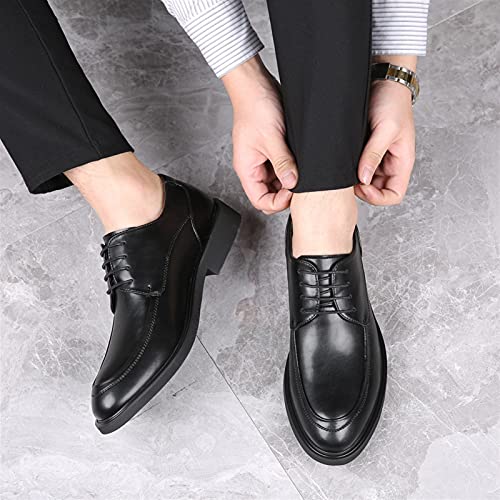 Single Season Formal Oxford Shoes for Men Lace Up Derby Shoes Apron Toe Burnished Toe PU Leather Slip Resistant Block Heel Anti-Slip Wedding Very Popular Among Young People3