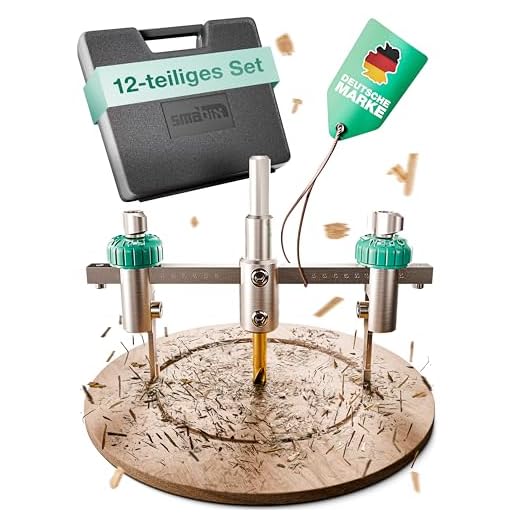 Smabix® Kreisschneider, 12-teiliges Set, 40-120 mm Lochgröße einstellbar, inkl. Aufbewahrungsbox, hochwertige Wolframcarbid-Messer, Kreisschneider Holz, Lochschneider für Holz, Kunststoff, Gipskarton